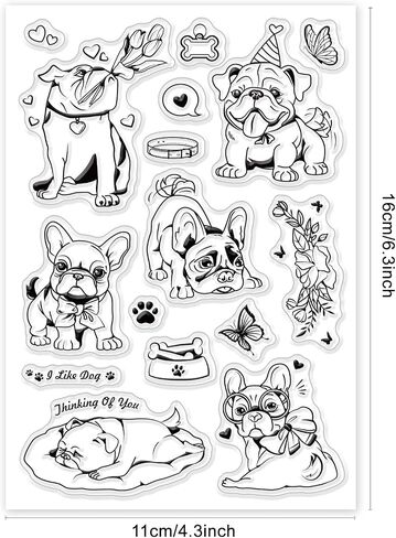 GLOBLELAND Comic Dog Clear Stamps for DIY Scrapbooking Interesting Dog Silicone Stamp Seals Cartoon Dog Transparent Stamps for Cards Making Photo Album Journal Home Decoration 6.3×4.33inch in Saudi Arabia