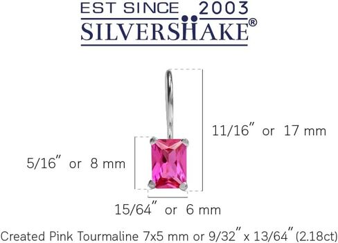 Silvershake 7X5mm Octagon Shape Birthstone Gemstone White Gold Plated or Yellow Gold Plated 925 Sterling Silver Hook Closure Earrings Jewelry for Women in Saudi Arabia
