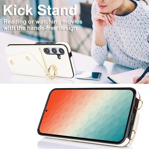 for Samsung Galaxy S24 FE (Not S24) Case for Women, Crossbody Wallet Case with Card Slot Lanyard Wrist Strap Shockproof Purse Kickstand Case for Samsung Galaxy S24 FE.Crossbody Black in Kuwait