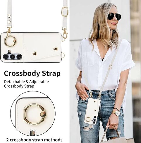 for Samsung Galaxy S24 FE (Not S24) Case for Women, Crossbody Wallet Case with Card Slot Lanyard Wrist Strap Shockproof Purse Kickstand Case for Samsung Galaxy S24 FE.Crossbody Black in Kuwait