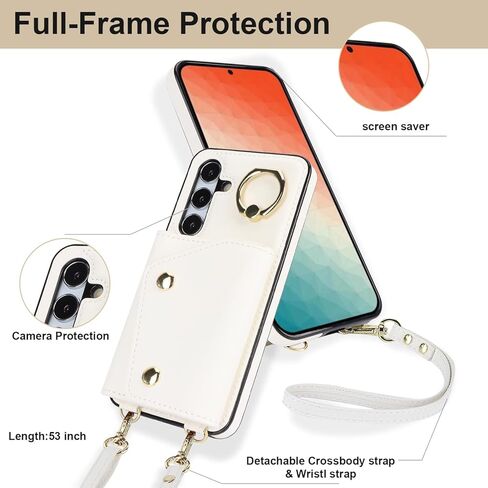 for Samsung Galaxy S24 FE (Not S24) Case for Women, Crossbody Wallet Case with Card Slot Lanyard Wrist Strap Shockproof Purse Kickstand Case for Samsung Galaxy S24 FE.Crossbody Black in Kuwait