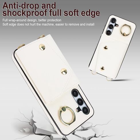 for Samsung Galaxy S24 FE (Not S24) Case for Women, Crossbody Wallet Case with Card Slot Lanyard Wrist Strap Shockproof Purse Kickstand Case for Samsung Galaxy S24 FE.Crossbody Black in Kuwait