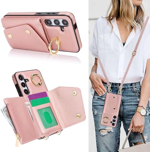 بالنسبة إلى Samsung Galaxy S24 Fe (وليس S24) للنساء ، فإن Crossbody Wallet Case with Card Slot Lanyard Lrist Strap Freshproof Parse Kickstand for Samsung Galaxy S24 Fe.Crossbody Black in Kuwait