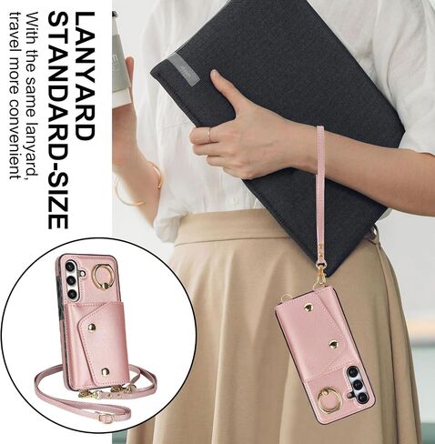 بالنسبة إلى Samsung Galaxy S24 Fe (وليس S24) للنساء ، فإن Crossbody Wallet Case with Card Slot Lanyard Lrist Strap Freshproof Parse Kickstand for Samsung Galaxy S24 Fe.Crossbody Black in Kuwait