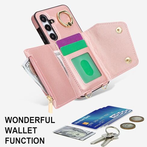 بالنسبة إلى Samsung Galaxy S24 Fe (وليس S24) للنساء ، فإن Crossbody Wallet Case with Card Slot Lanyard Lrist Strap Freshproof Parse Kickstand for Samsung Galaxy S24 Fe.Crossbody Black in Kuwait