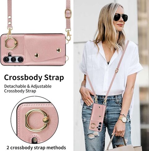 بالنسبة إلى Samsung Galaxy S24 Fe (وليس S24) للنساء ، فإن Crossbody Wallet Case with Card Slot Lanyard Lrist Strap Freshproof Parse Kickstand for Samsung Galaxy S24 Fe.Crossbody Black in Kuwait