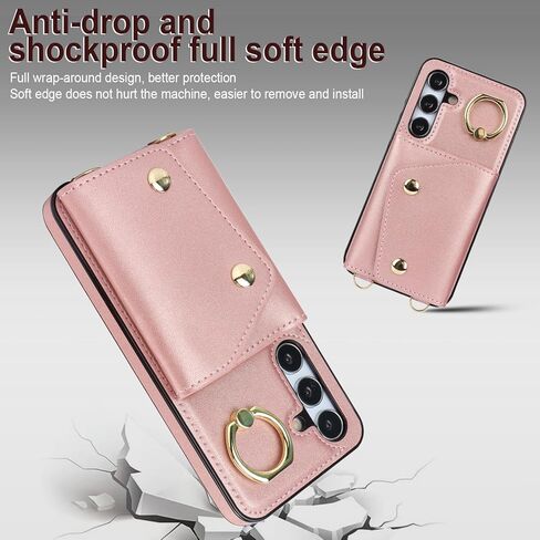بالنسبة إلى Samsung Galaxy S24 Fe (وليس S24) للنساء ، فإن Crossbody Wallet Case with Card Slot Lanyard Lrist Strap Freshproof Parse Kickstand for Samsung Galaxy S24 Fe.Crossbody Black in Kuwait