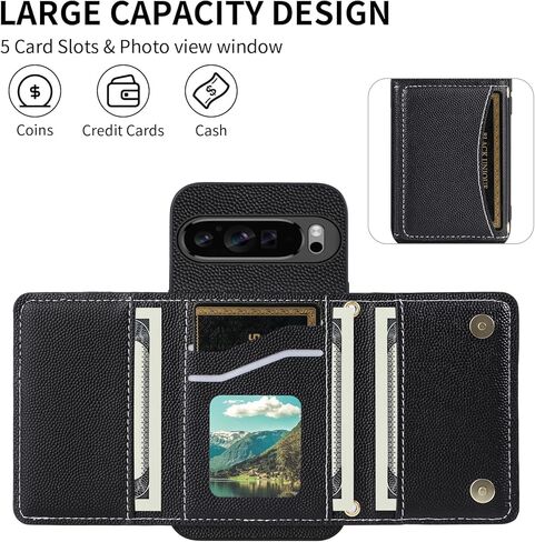 حالة الهاتف متوافقة مع Google Pixel 9 Pro XL Wallet مع حزام كتف Crossbod in Kuwait