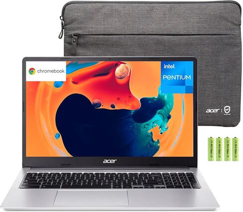 acer Chromebook 315 15.6" FHD Laptop for Home & Students, Dual-Core Intel Celeron N4500, 4GB RAM, 64GB eMMC+64GB SD Card, Numeric Keypad, Long Battery Life, USB, Chrome OS, Purple, w/Battery in Kuwait