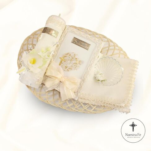 مجموعة شموع المعمودية 5 قطع للأولاد والبنات - Velas para bautizo - Vela de bautizo para niño - Vela para bautizo de niña - مجموعة شموع المعمودية الكاثوليكية للفتيات - مجموعة المعمودية قذيفة المعمودية الكتاب المقدس in Kuwait