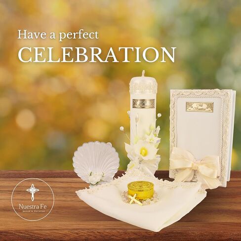 مجموعة شموع المعمودية 5 قطع للأولاد والبنات - Velas para bautizo - Vela de bautizo para niño - Vela para bautizo de niña - مجموعة شموع المعمودية الكاثوليكية للفتيات - مجموعة المعمودية قذيفة المعمودية الكتاب المقدس in Kuwait