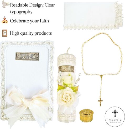 مجموعة شموع المعمودية 5 قطع للأولاد والبنات - Velas para bautizo - Vela de bautizo para niño - Vela para bautizo de niña - مجموعة شموع المعمودية الكاثوليكية للفتيات - مجموعة المعمودية قذيفة المعمودية الكتاب المقدس in Kuwait