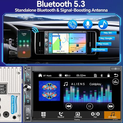 استريو مزدوج سيارة Din Din مع Carplay Apple اللاسلكي و Android Auto ، Bluetooth 5.3 تشغيل السيارة ، MirrorLink ، 7 "HD شاشة اللمس ، الكاميرا الاحتياط in Kuwait