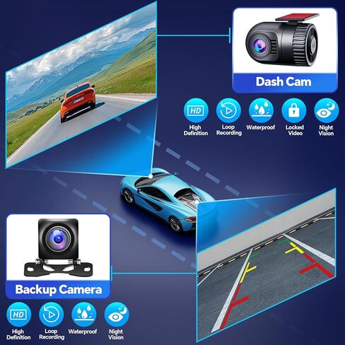 استريو مزدوج سيارة Din Din مع Carplay Apple اللاسلكي و Android Auto ، Bluetooth 5.3 تشغيل السيارة ، MirrorLink ، 7 "HD شاشة اللمس ، الكاميرا الاحتياط in Kuwait