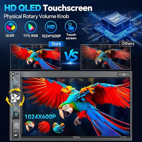 استريو مزدوج سيارة Din Din مع Carplay Apple اللاسلكي و Android Auto ، Bluetooth 5.3 تشغيل السيارة ، MirrorLink ، 7 "HD شاشة اللمس ، الكاميرا الاحتياط in Kuwait