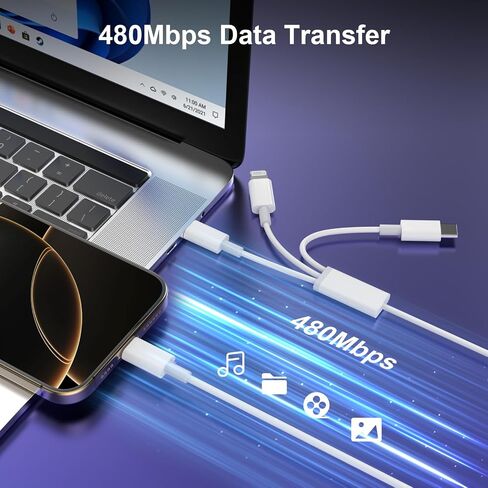 2 in 1 USB C to Dual USB C Charging Cable Compatbile for iPhone 16/16 Plus/16 Pro/16 Pro Max/15/15 Pro Max, 2Pack 60W USB C Multiple Charging with Double USB Type C Port Cord Fast Charging Cable 6FT in Kuwait