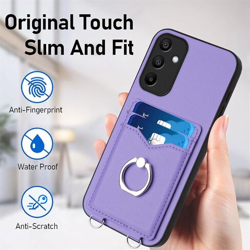 Crossbody Wallet Case for Galaxy A16 with Card Holder and Ring Stand Kickstand Wrist Strap Lanyard Handbag Purse Phone Case Cover for Samsung Galaxy A16. Black YKB in Kuwait