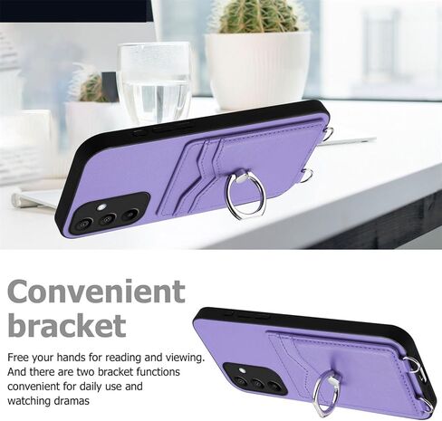Crossbody Wallet Case for Galaxy A16 with Card Holder and Ring Stand Kickstand Wrist Strap Lanyard Handbag Purse Phone Case Cover for Samsung Galaxy A16. Black YKB in Kuwait