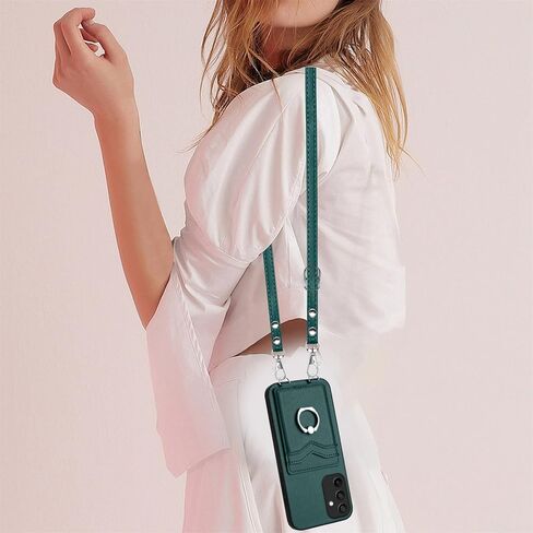 Crossbody Wallet Case for Galaxy A16 with Card Holder and Ring Stand Kickstand Wrist Strap Lanyard Handbag Purse Phone Case Cover for Samsung Galaxy A16. Black YKB in Kuwait