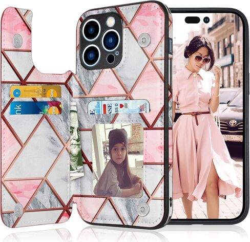 Tekcoo Wallet Case متوافق مع iPhone 14 | 2022 | 6.1 بوصة الحد الأدنى من الفاخرة بو بوري معرف بطاقة الائتمان النقد فتحات بطاقة الائتمان الإغلاق المغناطيسي كيكستاند فوليو فليب غطاء واقية نحيف - الذهب الوردي in Kuwait