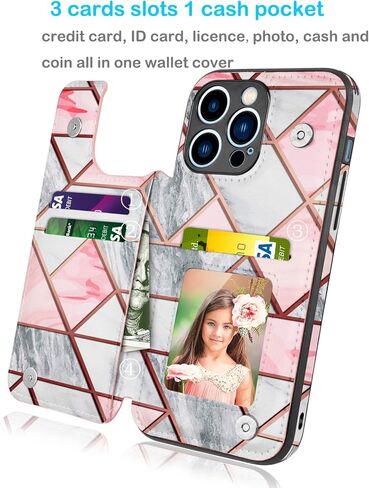 Tekcoo Wallet Case متوافق مع iPhone 14 | 2022 | 6.1 بوصة الحد الأدنى من الفاخرة بو بوري معرف بطاقة الائتمان النقد فتحات بطاقة الائتمان الإغلاق المغناطيسي كيكستاند فوليو فليب غطاء واقية نحيف - الذهب الوردي in Kuwait