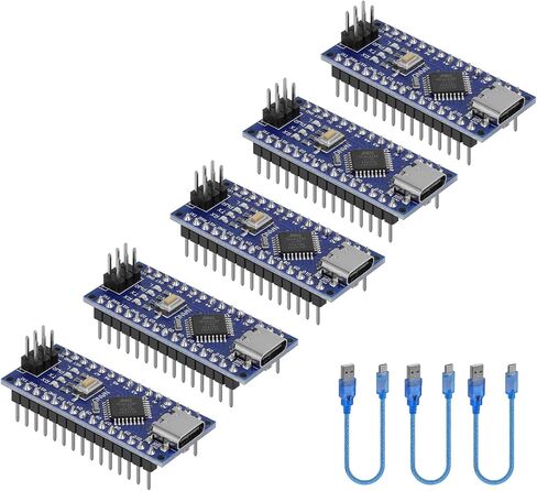 2pcs nano v3.0 board Atmega328p MCU CH340G Chip Microcontroller Type-C مع كابل USB + Nano V3.0 لوحة التوسع Nano IO Shield V1.O محول الطرفية متوافق مع Arduino IDE in Kuwait