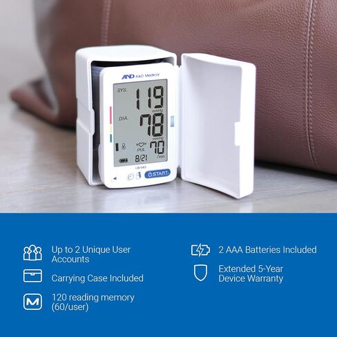 A&D Medical Essential One Button Wrist Blood Pressure Monitor (5.3-8.5"/13.5-21.5 cm Range Cuff) One Click Operation with Easy to Read Digital LCD Screen, Portable Home BP Monitor in Saudi Arabia