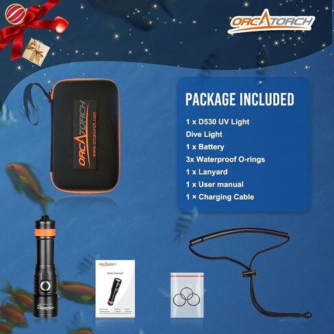 ORCATORCH D530 1500 Lumens Scuba Dive Light with 6500K Cold White Light | 3 Modes (High/Low/SOS), 7° Narrow Beam for Deep Penetration, IP68 Waterproof, Ideal for Night Diving & Technical Diving in Saudi Arabia