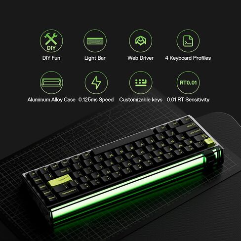 MADE68 Ultra Hall Effect Keyboard Magnetic Gaming Keyboard, Alu case Hot Swappable Switches Keyboard Rapid Trigger Keyboard Magnetic Switch Keyboard, RGB Snap Tap,Black, 65% Layout in Saudi Arabia