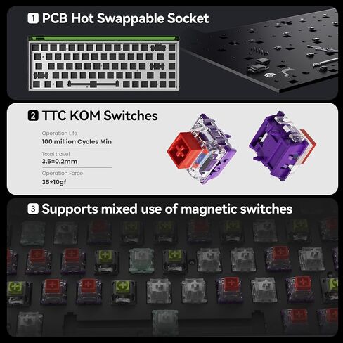 MADE68 Ultra Hall Effect Keyboard Magnetic Gaming Keyboard, Alu case Hot Swappable Switches Keyboard Rapid Trigger Keyboard Magnetic Switch Keyboard, RGB Snap Tap,Black, 65% Layout in Saudi Arabia
