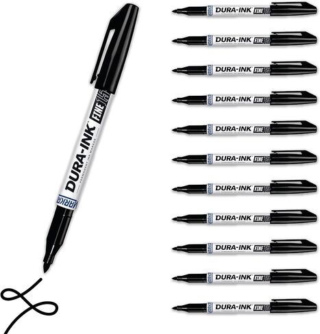 Markal 96023 Dura-Ink 15 Permanent Ink Marker with Fine Bullet Tip, Black (Pack of 12) in Saudi Arabia