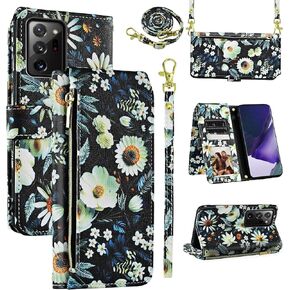 Wallet Case for Samsung Galaxy Note 20 Ultra 5G with Wrist Strap Shoulder Strap,PU Leather Stand Cell Phone Cover for Note20 Plus Notes 20Ultra Note20+ U + 20+ Twenty Not S20 Women Men Pink
