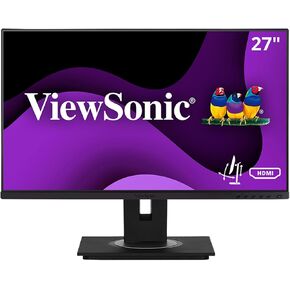 ViewSonic VG2748A 27 Inch IPS 1080p Ergonomic Monitor with Ultra-Thin Bezels, HDMI, DisplayPort, USB, VGA, and 40 Degree Tilt for Home and Office, Black