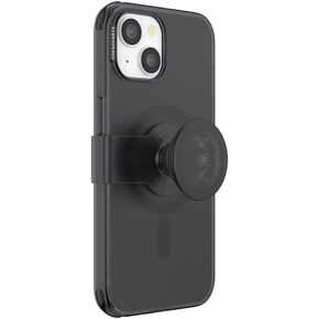 PopSockets iPhone 14 Case with Phone Grip and Slide Compatible with MagSafe, Phone Case for iPhone 14, Wireless Charging Compatible - Black Translucent