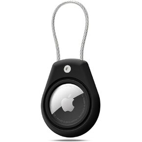بالنسبة لسلسلة مفاتيح Holder Airtag مع كابل سلك ، متوافق مع Airtag متين ومقاوم للخدش ، مع نظام قفل رئيسي ، مع حلقة مفتاح ، لأقفال الأمتعة ، المفتاح ، حقيبة الظهر ، الحيوانات الأليفة ، الطفل (أسود*4)