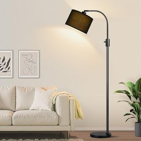 【Upgraded】 Dimmable Floor Lamp, 1200 Lumens LED Bulb Included, Gold Arc Floor Lamps for Living Room Modern Standing Lamp with Linen Shade, Tall Lamp for Living Room Bedroom Office Reading Room Nursery