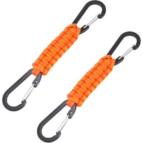 2PCS Carabiner Clips keychain ، سلسلة مفاتيح Paracord المضفرة لزجاجة المياه ، المفاتيح ، حقيبة الظهر ، مفاتيح البقاء على قيد الحياة متعددة الأغراض