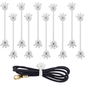 Lilaly 10 PCS Cilicone Cable Cable Rities Prosporial Silicone Organizer Straps Artable Cute Palm Cable Cable Cable Organizer ، Black