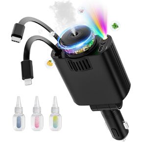 شاحن السيارات القابل للسحب مع العطرية وضوء النجوم ، 5 في 1 USB C شاحن سيارة لـ iPhone 16 15 14 13 12 11 ، هدايا عيد الحب للنساء ، شحن سريع متوافق مع iPhone Android