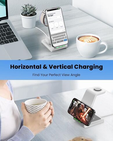 3 in 1 Wireless Charging Station, Wireless Charger Stand for Multiple Apple Devices, Wireless Charger for iPhone 16 15 14-11 Pro Max XS XR 8, Apple Watch 9 8 7 6 SE 5 4 3 2, Air Pods 3/2/Pro in Kuwait