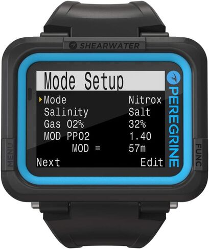 Shearwater Peregrine Air, Nitrox, 3 Gas Nitrox, Gauge Wrist Computer - 3 OC Gases Vibration Alerts in Kuwait