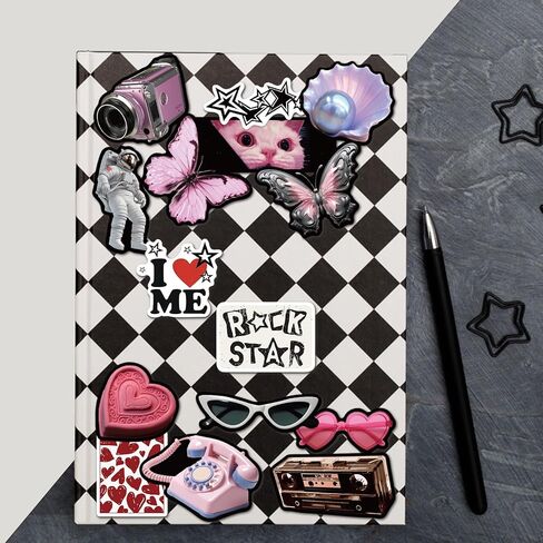 100pcs ملصقات جمالية ، ملصقات Y2K الرجعية بارد 2000s Cyber ​​Strendy Strendy لزجاجة ماء التزلج على الجيتار. in Kuwait