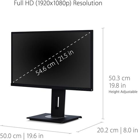 شاشة فيوسونيك VG2748A مقاس 27 بوصة IPS 1080 بكسل مريحة مع حواف رفيعة للغاية ومنفذ HDMI ومنفذ عرض وUSB وVGA وإمالة 40 درجة للمنزل والمكتب، أسود in Kuwait