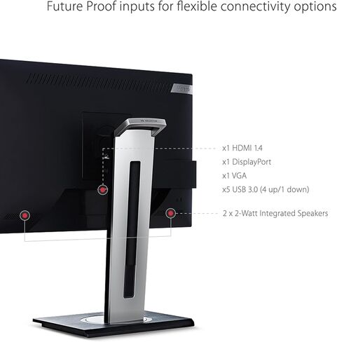 شاشة فيوسونيك VG2748A مقاس 27 بوصة IPS 1080 بكسل مريحة مع حواف رفيعة للغاية ومنفذ HDMI ومنفذ عرض وUSB وVGA وإمالة 40 درجة للمنزل والمكتب، أسود in Kuwait