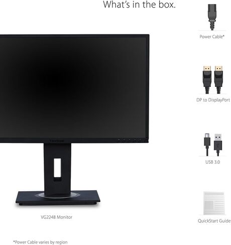 شاشة فيوسونيك VG2748A مقاس 27 بوصة IPS 1080 بكسل مريحة مع حواف رفيعة للغاية ومنفذ HDMI ومنفذ عرض وUSB وVGA وإمالة 40 درجة للمنزل والمكتب، أسود in Kuwait