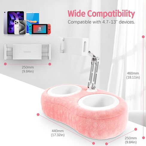 Creadream Tablet Tablet Kindle Stand Palow ، حامل حامل وسادة iPad قابل للتعديل مع 2 أوعية خفيفة لكرسي أريكة سرير في اللفة ، متوافق مع 4.7 "-13" قرص ، iPad ، iPhone ، Google ، Samsung ، Kindle in Kuwait