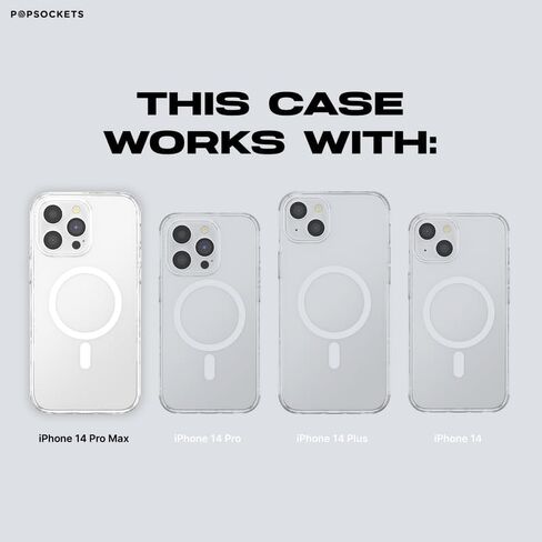 Popsockets iPhone 14 Case مع قبضة الهاتف وشريحة متوافقة مع Magsafe ، علبة الهاتف لجهاز iPhone 14 ، الشحن اللاسلكي متوافق - شفاف أسود in Kuwait