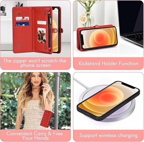 Asuwish Phone Case for iPhone 12 Mini 5.4 محفظة سستة قابلة للفصل مع غطاء خلية قابلة للانفصال مع حزام الشاشة الزجاجي المحفوظات الحزام in Saudi Arabia