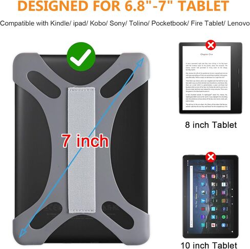 حزام يدوي عالمي لـ 6-7 lnch Kindle Ereader ، Kobo/Pocketbook/Tolino/Paperwhite/Nook Ereader ， لـ 6 "، 6.8" ، 7 "قارئًا مع حزام يدوي مرتفع ، أسود in Kuwait