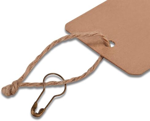 200 قطعة من علامات الأسعار مع سلسلة الجوت المقطوعة مسبقًا ودبابيس الأمان، علامات ورقية بيضاء فارغة قابلة للطباعة من LOOMY للبيع بالتجزئة والعرض in Kuwait